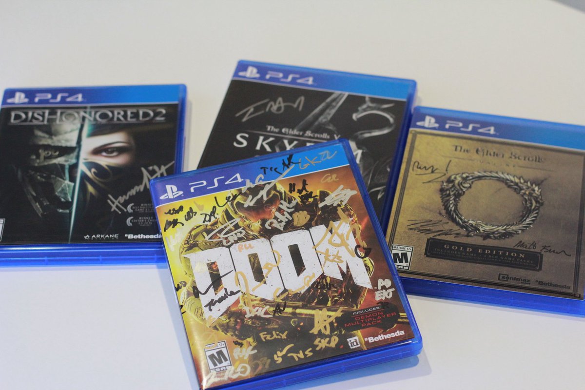 bethesda's tweet photo. Today’s #BethesdAVENTures winner gets a signed collection of our 2016 games. Follow + RT for a chance to win https://t.co/mJOUWASnQV https://t.co/G4q2q5YVeG