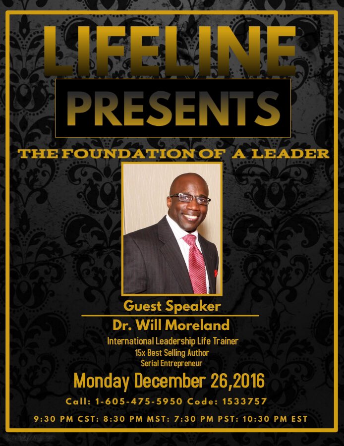 lifeline_16's tweet photo. LIFELINE fam JOIN us on this Monday as Dr. Will keeps it real !

#AwakentheLeaderinYou
#Leadership

@DrWillSpeaks https://t.co/OgfYLu0I9q