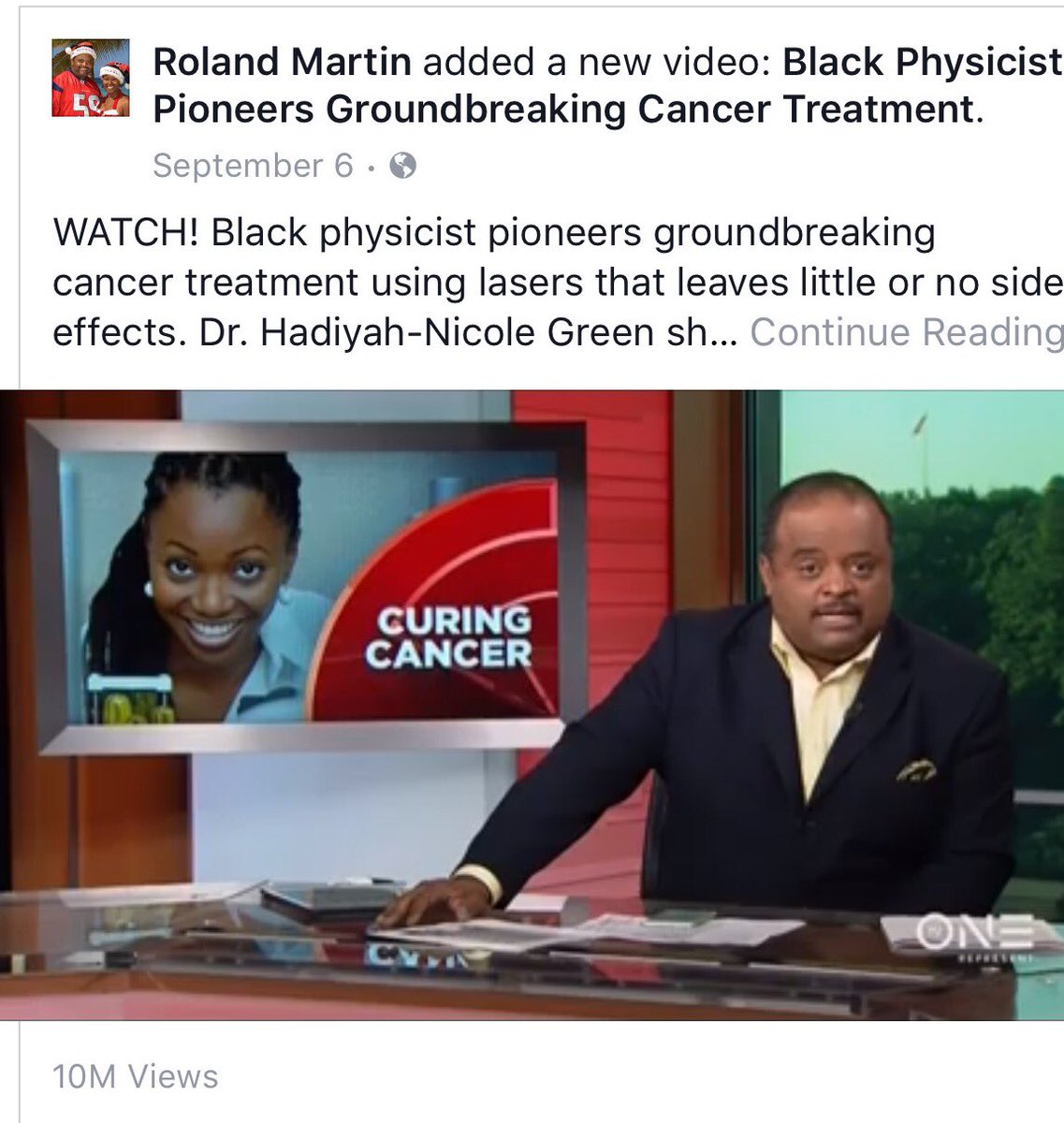 drhadiyahgreen's tweet photo. Thanks @rolandsmartin @tvonetv @RickiDOVE! Our interview hit 10 million views! I wish I had a dollar for every view ~$120,000 raised so far. https://t.co/E0IZLd6LI6