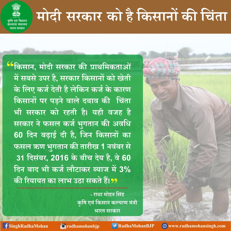 मोदी सरकार को है किसानों की चिंता।
