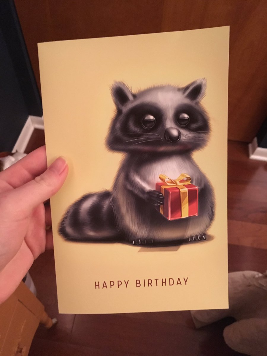 JenRudzie's tweet photo. Today my boyfriend drove all the way from PA to surprise me for my birthday, along with gifts a handmade raccoon birthday card. I'm broken😭❤ https://t.co/VldbxFJkbz