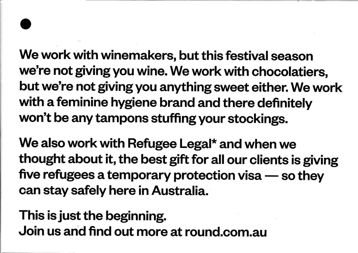 Another act of great kindness from one of our major pro bono supporters - the outstanding  <a href="/StudioRound/">Studio Round</a>. Thanks!