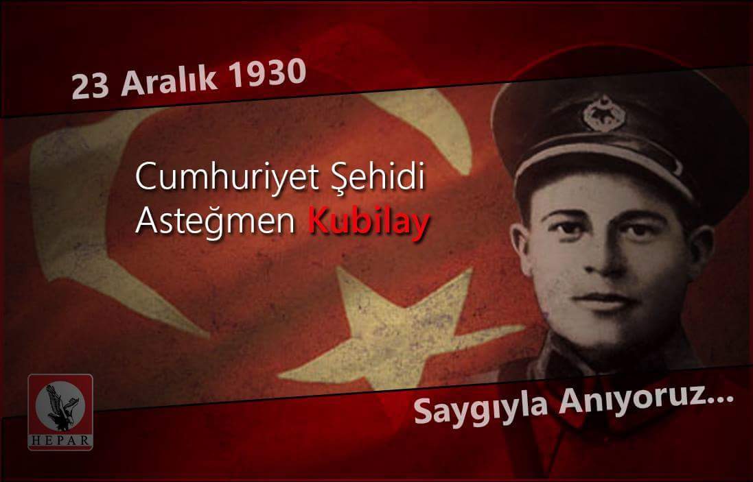 Cumhuriyet şehidi Asteğmen Kubilay'ı ve “Menemen'i yakın” emri veren Mustafa Kemâl Atatürk'ü de saygı ve minnet ile anıyoruz. #Kubilay