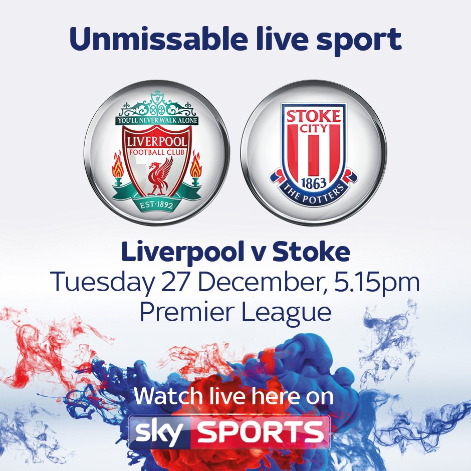 Mon 27 Dec 5:15pm Liverpool v Stoke City. Watch the game live here! #Lostockhall #Preston #SkySport