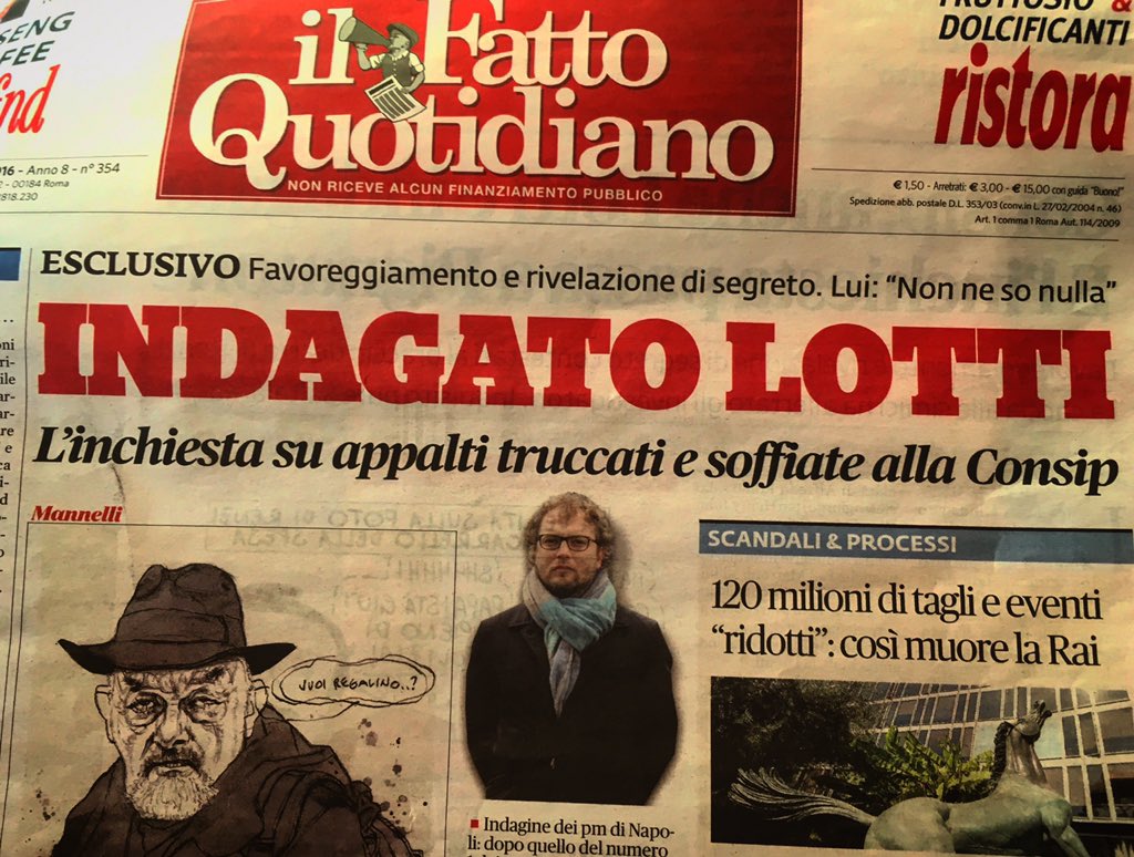 #Consip, anche #Lotti è indagato! Favoreggiamento e rivelazione di segreto contestati al braccio destro di Renzi.