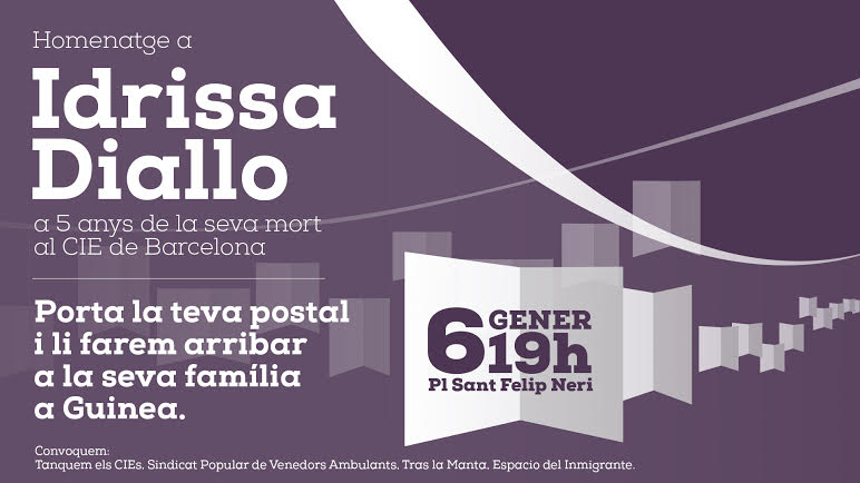 6Ga 19h Pl St Felip Neri #Bcn 
5è aniversari de la mort d'Idrissa 
#HomenatgeIDRISSA <a href="/sindicatomanter/">✳️ Sindicat Manter BCN</a> <a href="/TrasLaManta/">Tras La Manta</a> i <a href="/EspacioInmigran/">Espacio Inmigrante</a>