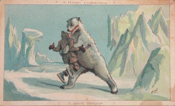 2 days to go until Xmas! Because they are so peculiar: #Victorian #vintagexmascards Coll. by #TuckDBEphemera #polarbearnotinfestivespirit