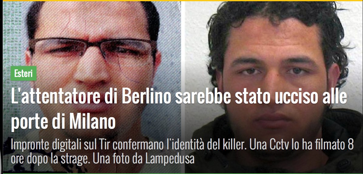 +++ L'attentatore di Berlino, Anis Amri, ucciso a Milano durante un conflitto a fuoco con la polizia italiana +++