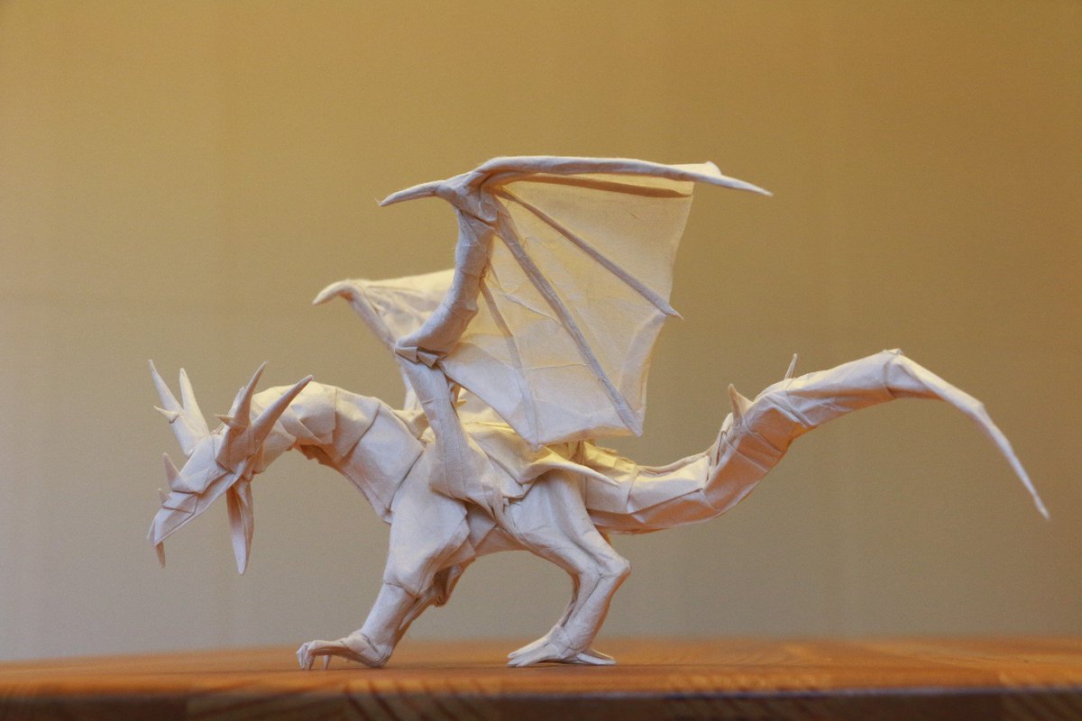 有澤悠河 Arisawayuga ドラゴン 16 創作 折り ありさん 楮 雁皮混合紙 4匁 62 62cm 折り紙作品 ドラゴン