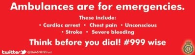 Friday before Christmas is a busy day for us, last year we received an increase of 600 calls. Please be #999wise