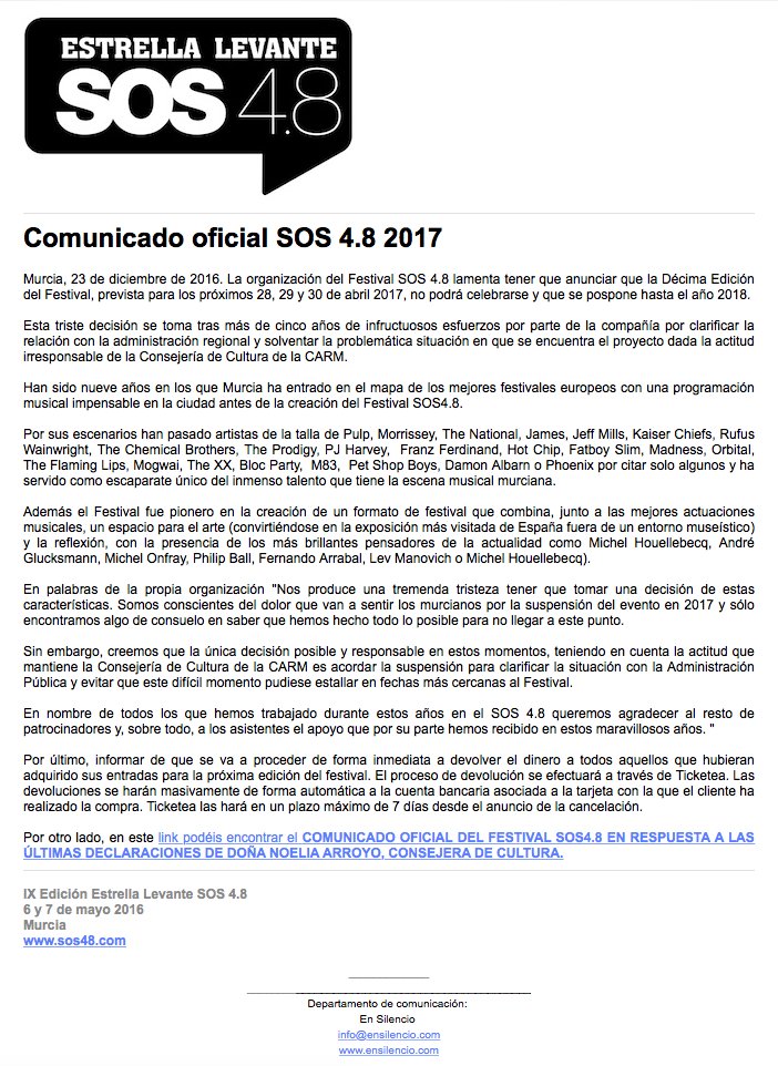 MTebarA's tweet image. Ya podéis ir solicitando la devolución d las entradas para el #SOS48 (si es que alguien las compró) y opinando a gusto (a favor o en contra)