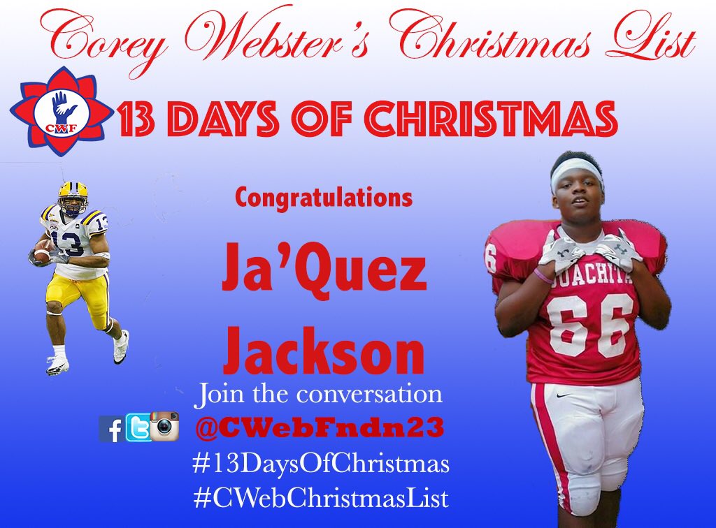 cwebfndn23's tweet photo. Congrats Ja’Quez Jackson of #OPHS, a champion on and off the field. @IAMCweb #CWebChristmasList #13DaysOfChristmas
 https://t.co/dKm0P3t7s4 https://t.co/daWsbV3aVJ