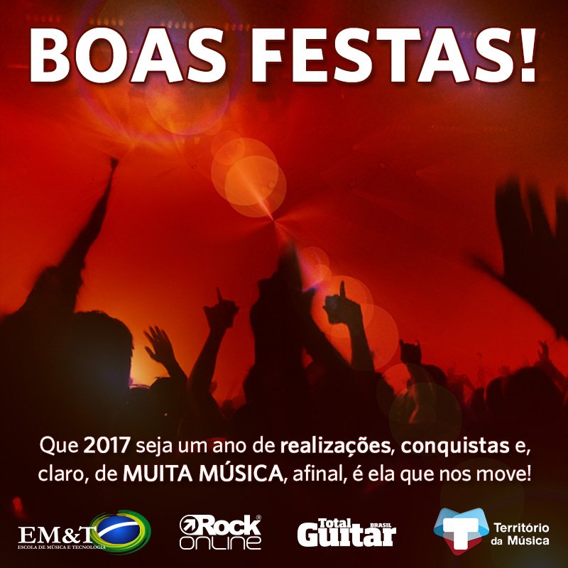BOAS FESTAS! Que 2017 seja um ano de realizações, conquistas e, claro, de MUITA MÚSICA, afinal, é ela que nos move!