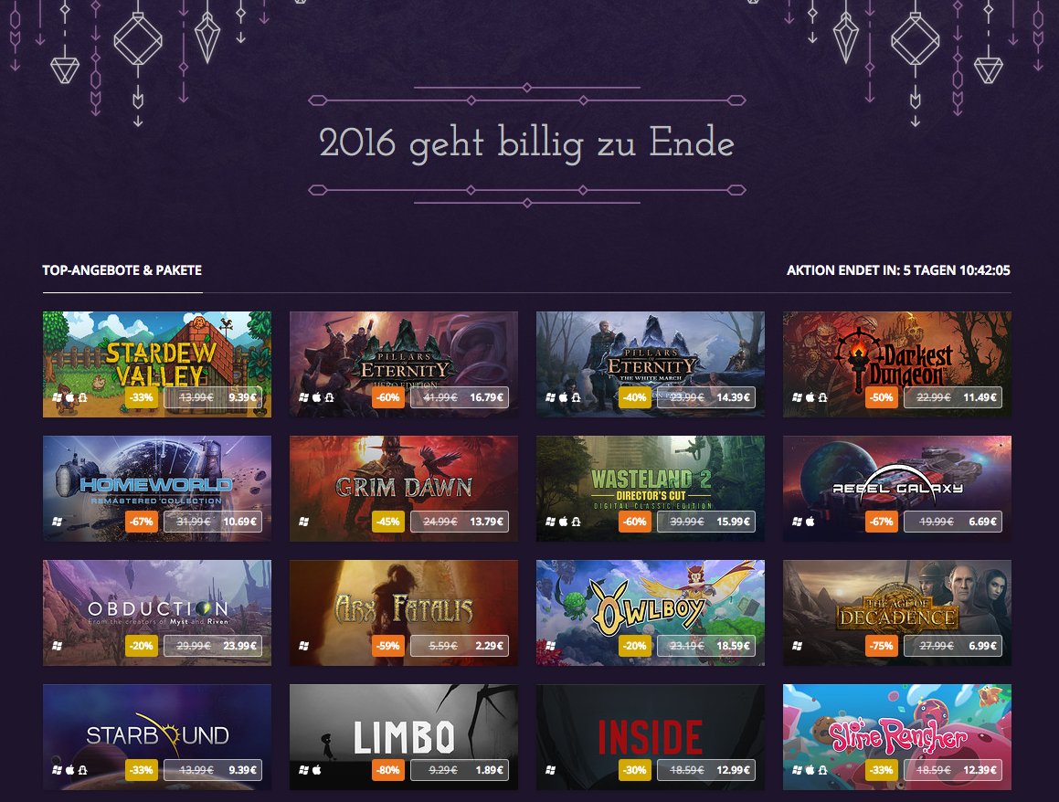 Die letzte Aktion, mit der wir euch dieses Jahr nerven – versprochen! Bis zum 28.12. noch mal ein Haufen Rabatte >> goo.gl/prTiJc