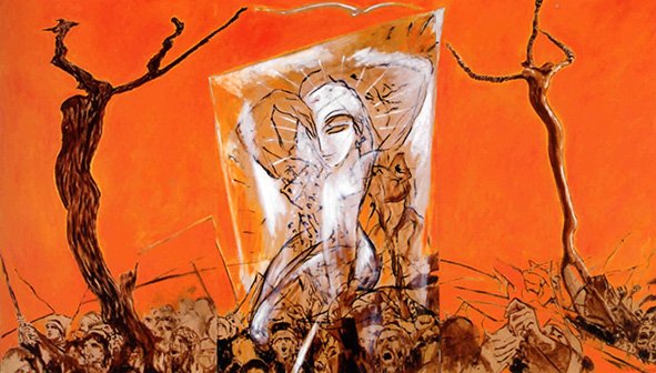 RobertoMangu's tweet photo. Salvador (2006) : oil on canvas, tryptic / huile sur toile, triptyque, 195x342cm ©RobertoMangú #oil #painting #art https://t.co/jpKus06CEe
