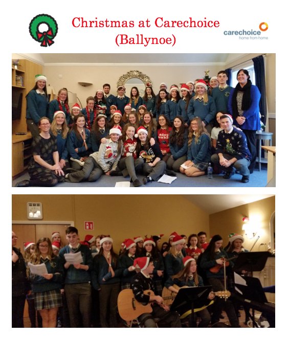 Thank you to teachers and students at #glanmire Community College for coming in to sing us #Christmas carols in Carechoice, Ballynoe #joy