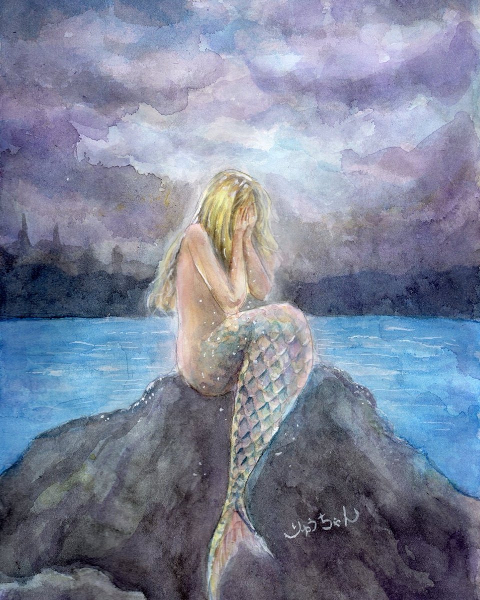 人魚の水彩イラスト