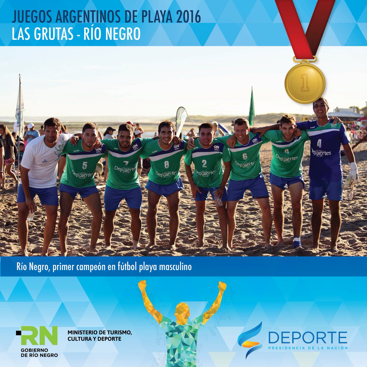 #JuegosPlaya2016 En fútbol masculino el local Río Negro se quedó con el primer puesto en Las Grutas en los 1ros Juegos Argentinos de Playa