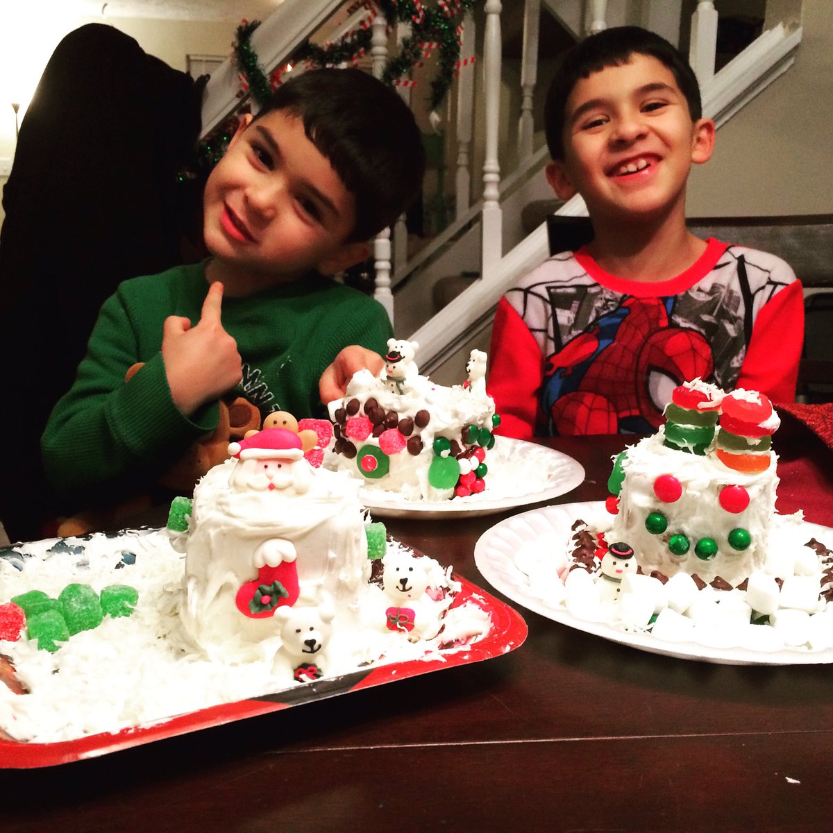 EMELEC3's tweet photo. Noah and Matthew know it's close to Christmas when they finish building their Gingerbread Homes! #Fab5Pics @Fox5DCAllison @fox5dc https://t.co/Nhp3TPbwwK