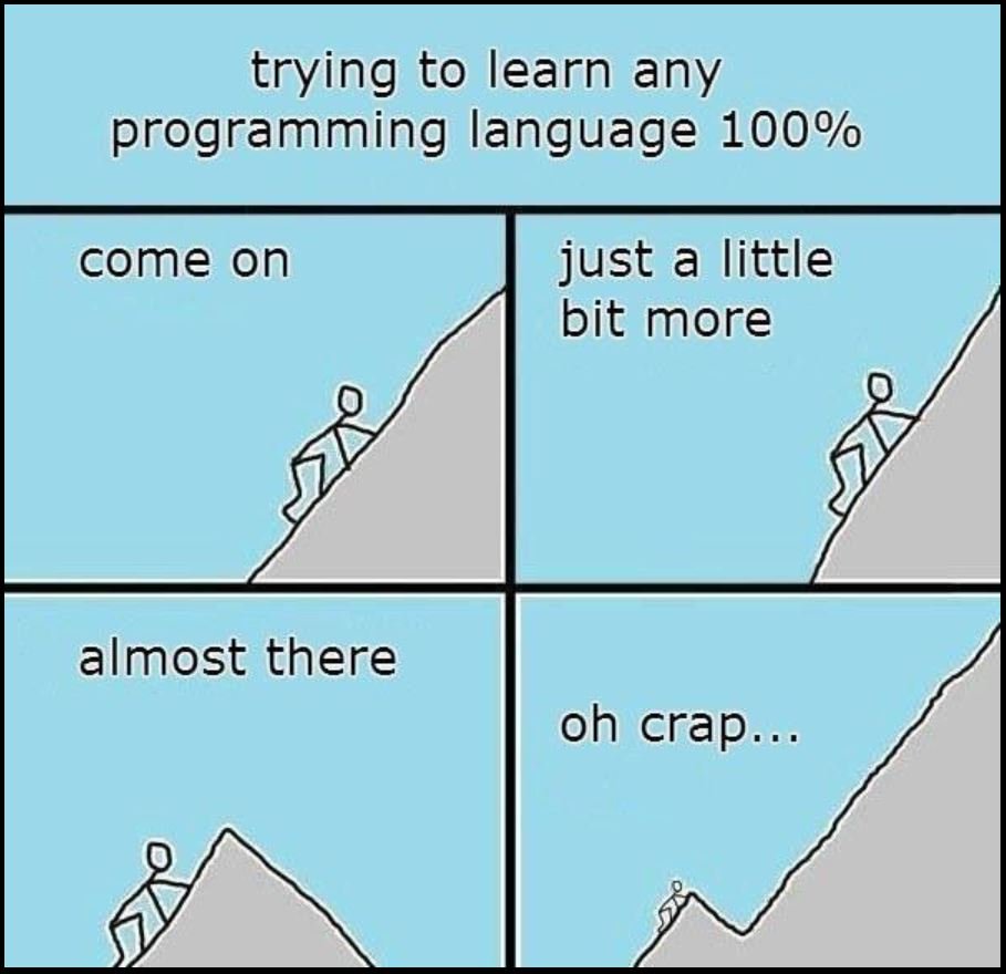 msdev's tweet image. A whole lot bigger than a &quot;learning curve.&quot; (via @msdevUK) #DevHumor #FridayFunny