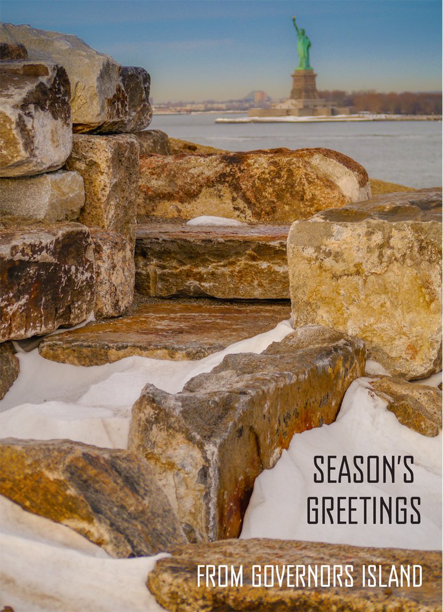 Gov_Island's tweet photo. Seasons Greetings from all of us at #GovernorsIsland, from the very chilly top of #OutlookHill 🗽❄️ https://t.co/pKAqkn0BiB