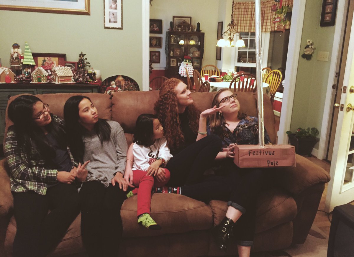 chicnormal_'s tweet image. Loosing faith in humanity? Just remember me and @macaylacookie 's families celebrated a fictional holiday this year #HappyFestivus