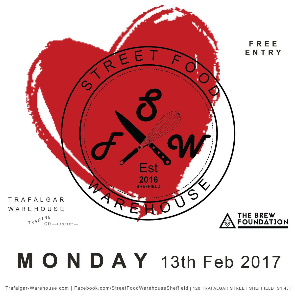 Next Streetfood event. | <a href="/TrWarehouse/">Trafalgar Warehouse</a> | Valentines Eve. | Laugh | Eat | Drink | Kiss | Smile @SheffAfter5 <a href="/Sheffieldis/">#Sheffieldissuper</a>