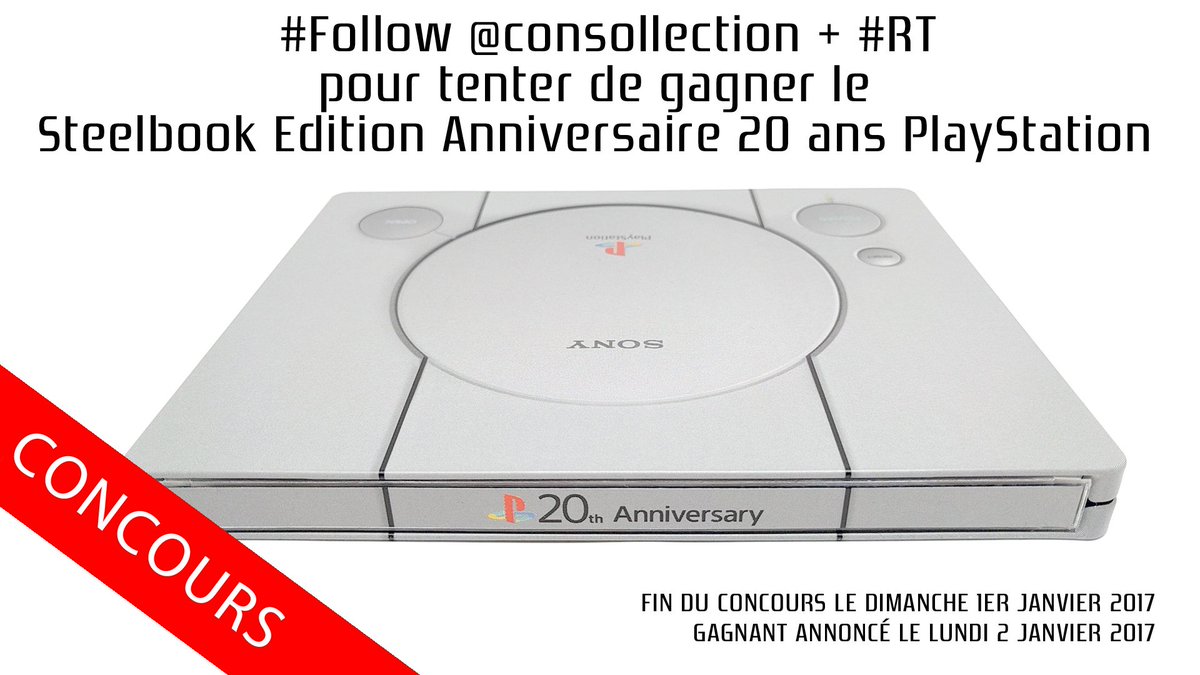 consollection's tweet photo. #concours #Follow @consollection + #RT pour tenter de gagner le #Steelbook Edit Anniversaire 20 ans #PlayStation 😜
➡️https://t.co/YIcv9GzgF2 https://t.co/5x4X9k0eTw