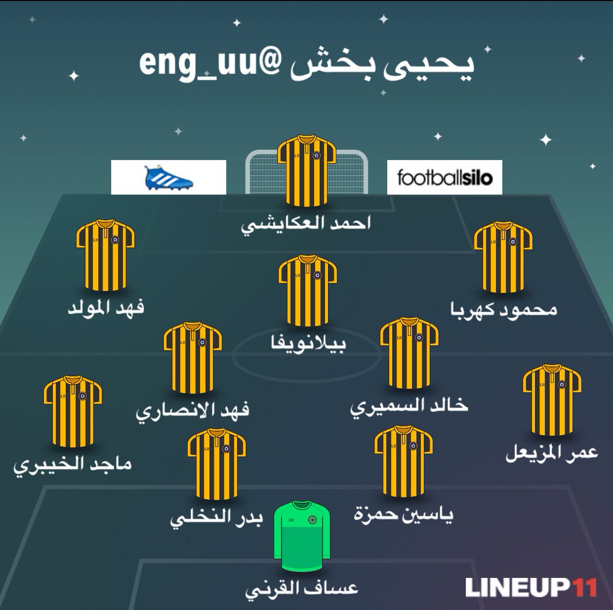 eng_uu's tweet photo. تشكيلة #الاتحاد امام الرائد اليوم :
يارب وفقهم 💛 https://t.co/QIFtjxz8EL