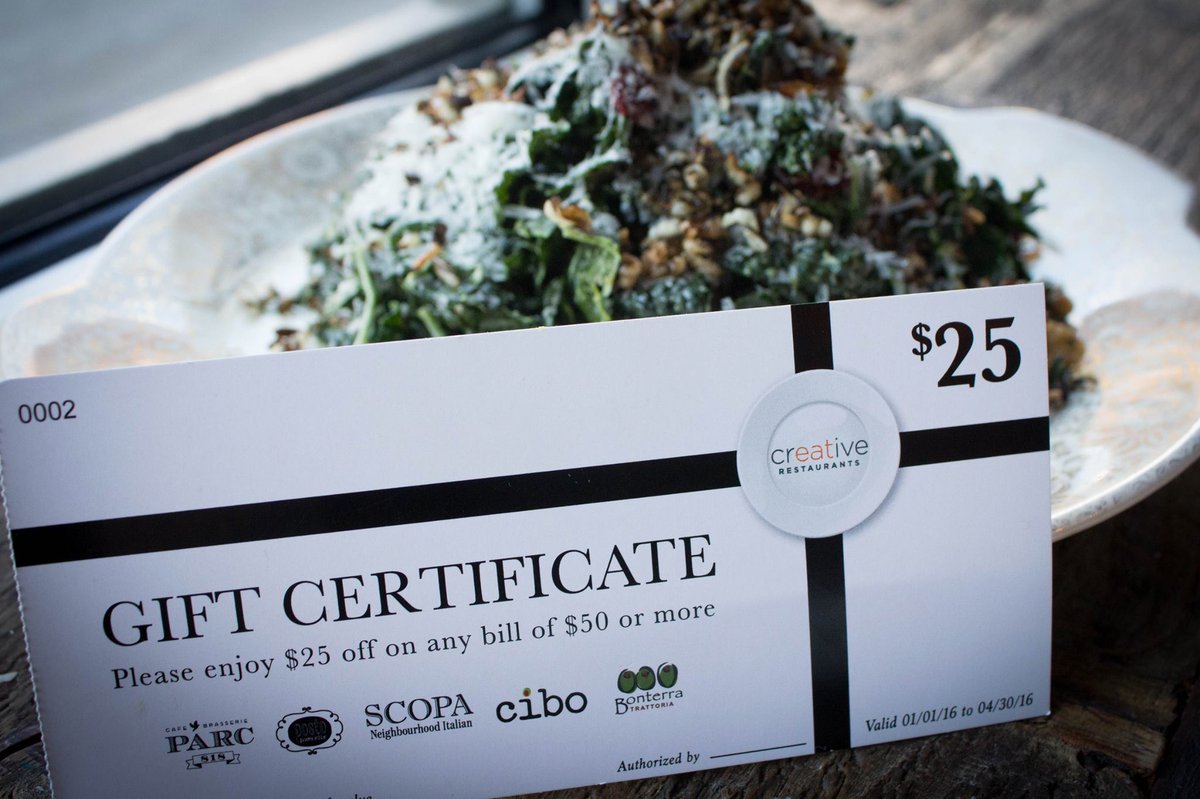 Give a gift and get a gift! When you purchase a $100 gift certificate at Parc, receive a bonus $25! #christmasgifts #happyholidays