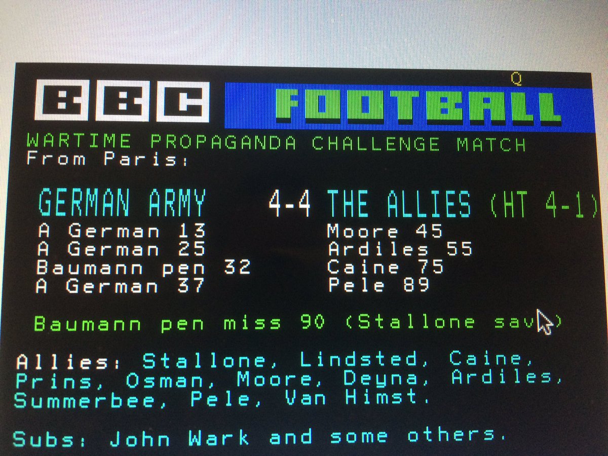 ChrisSlegg's tweet image. Since it's Christmas. Escape to Victory on Ceefax (as made by my former Ceefax colleague @markmitchener).