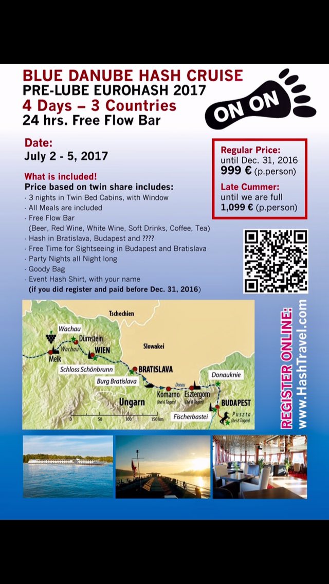 Hash_Travel's tweet photo. Last week #EarlyBird Price - BLUE BANUBE HASH CRUISE 2017 https://t.co/AGXvkE2RCq #hashhouseharriers #onon #eurohash #eurohash2017 https://t.co/KgWzhmwg9c