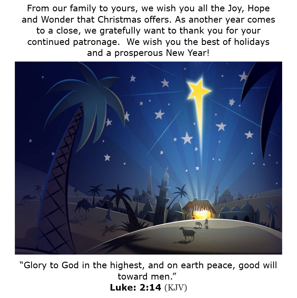 proengineer1's tweet image. From our family to yours, we wish you all the Joy, Hope and Wonder that Christmas offers.