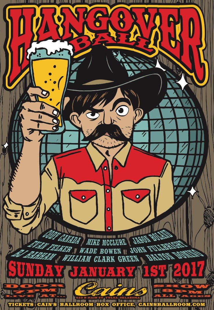 USAquarium's tweet photo. Can't wait to kick off 2017 in Tulsa,OK at the legendary @CainsBallroom for the annual Hangover Ball. 1 night. 9 songwriters. Yeah, do that. https://t.co/eqqeQmXp5V