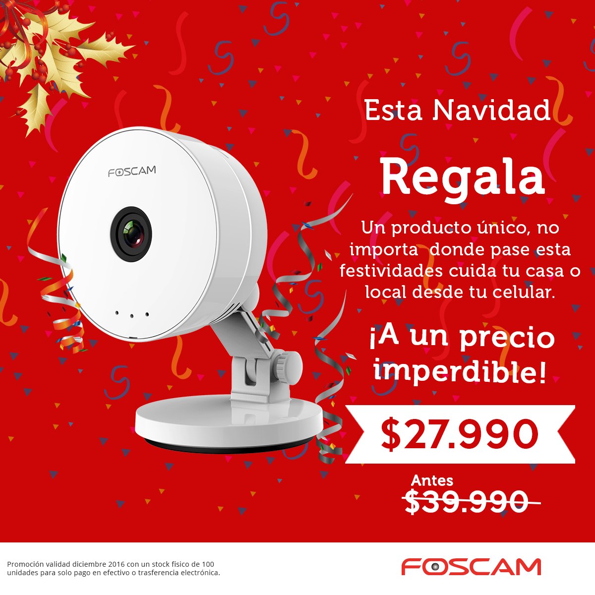Foscam_cl's tweet image. Solo por diciembre no olvides dar un regalo a la seguridad de su hogar
#foscam #yotengounafoscam #navidad