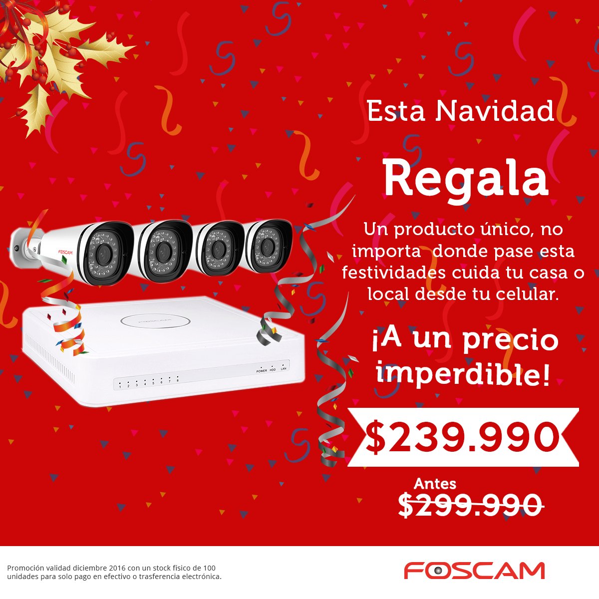 Foscam_cl's tweet image. Solo por diciembre no olvides dar un regalo a la seguridad de su hogar
#foscam #yotengounafoscam #navidad