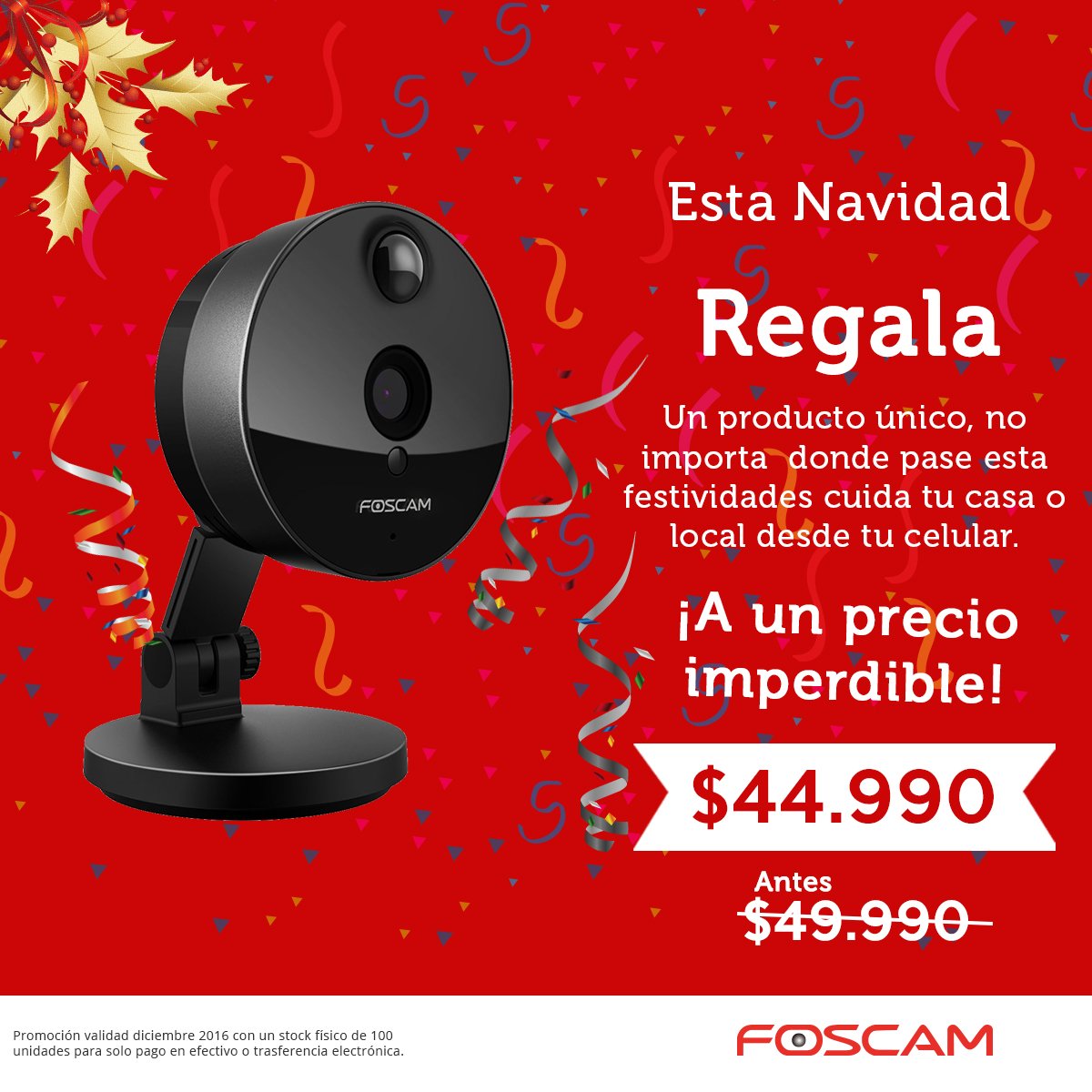 Foscam_cl's tweet image. Solo por diciembre no olvides dar un regalo a la seguridad de su hogar
#foscam #yotengounafoscam #navidad