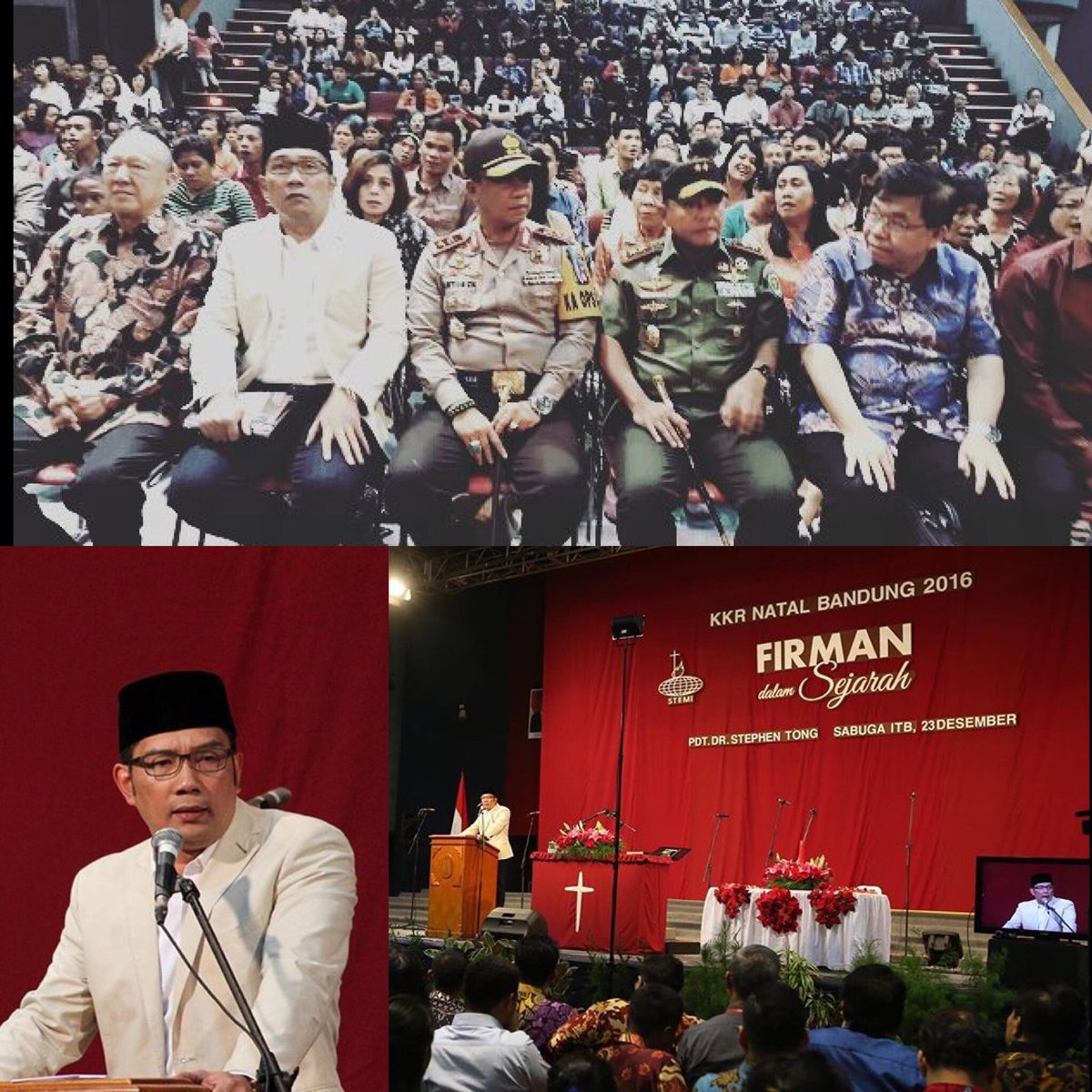 ridwankamil's tweet photo. Bersama Kapolda Jawa Barat dan Pangdam 3 Siliwangi, memastikan kegiatan KKR Natal 2016 berlangsung dengan lancar. Hatur Nuhun. https://t.co/UxzA57TWKW