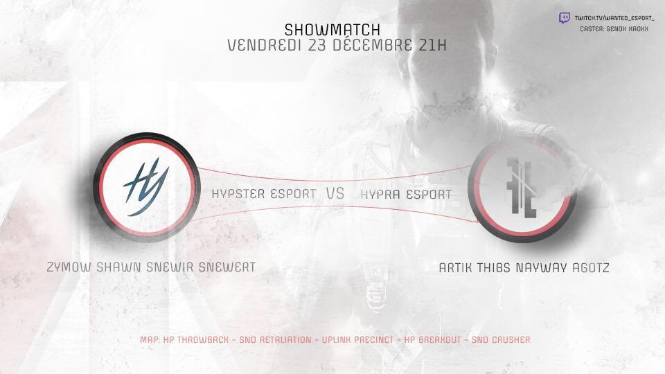 WanteD_TeamFR's tweet photo. [SHOWMATCH]

Suivez le SM de ce soir opposant les @Hypster_eSport aux @Hypra_eSport sur notre WebTV : https://t.co/K691KkUZ9r

#WtDFight https://t.co/6okxGs6inj