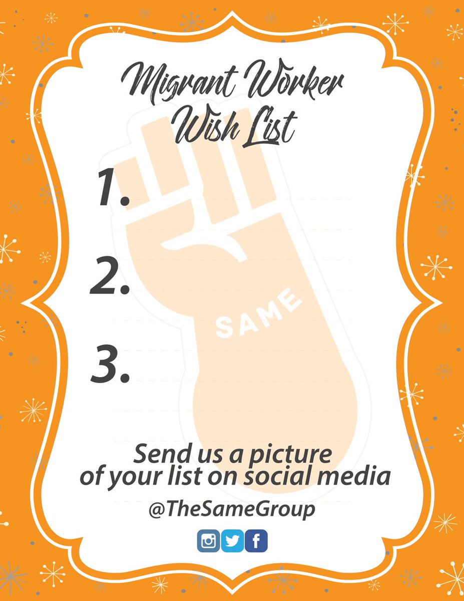 TheSameGrouP's tweet photo. Justice,Dignity,Respect, status all things 2 demand this holiday 2ensure MigrantWorkers get the respect deserved What's on your list? https://t.co/IR7ygQHXWj