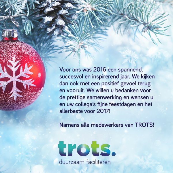Wij wensen iedereen hele fijne feestdagen en een gezond en succesvol 2017 !