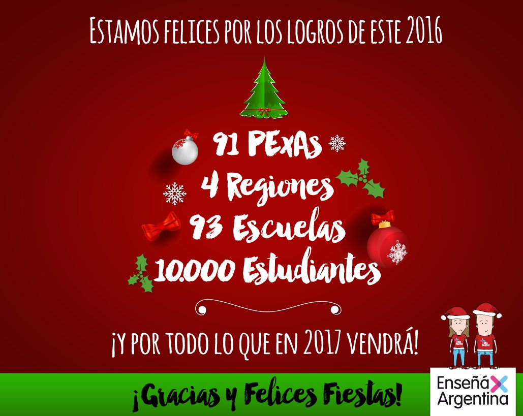 EnsenaxArg's tweet photo. ✨ Agradecidos por el camino recorrido en 2016, 
deseamos que LA EDUCACIÓN esté presente 
en cada mesa, reunión y brindis de nuestro país ✨ https://t.co/CNDTg01hvQ