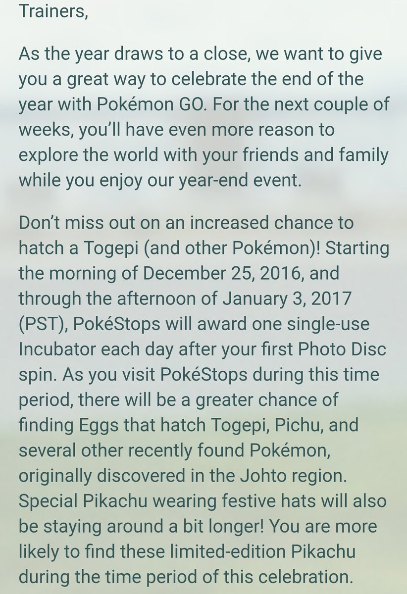PokemonGoNews's tweet photo. #PokemonGO - "The holiday season has arrived! Celebrate it with us!" →https://t.co/DTnoSJuM7K https://t.co/uRQo5xPOdm