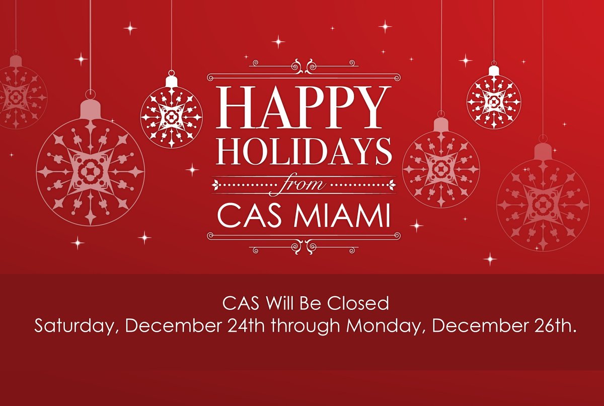 casmiami's tweet photo. From the CAS team, we would like to wish you a #Merry #Christmas and #Happy #Holidays
#merrychristmas #Santa #SantaClaus #snow #Star #Export https://t.co/NEB2NWY7UG