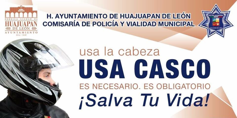 ComisariaH's tweet photo. ¡Usa la Cabeza, Usa Casco! Es por tu seguridad, no te arriesgues #Huajuapan @COEPRAOaxaca https://t.co/05sAyLHsQr