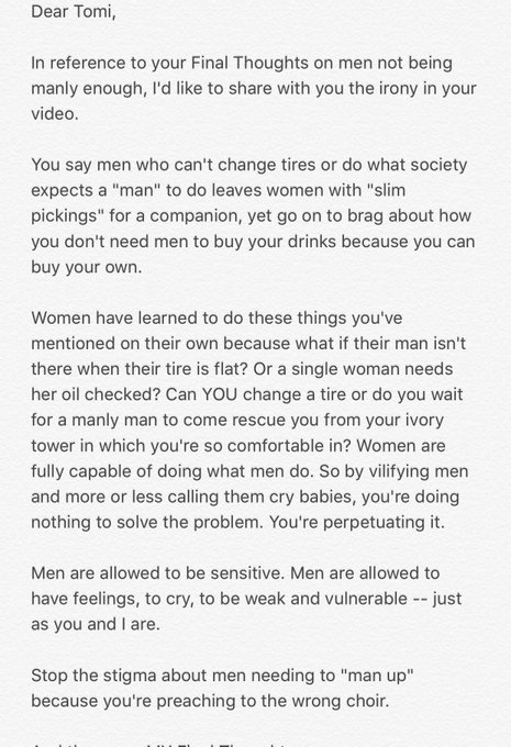 @TomiLahren #FinalThoughts #Men #StopTheStigma https://t.co/zQSjqhOEb9<a class="tags" target="_blank" title="On Twitter" href="/?out=eyJ0eXAiOiJKV1QiLCJhbGciOiJIUzUxMiJ9.eyJpYXQiOjE3MjY3OTU1NDcsImlzcyI6InR3cG9ybnN0YXJzLmNvbSIsIm5iZiI6MTcyNjc5NTU0NywiZXhwIjoxNzU4MzMxNTQ3LCJyZWRpcmVjdF91cmwiOiJodHRwczovL3R3aXR0ZXIuY29tL1RvbWlMYWhyZW4ifQ.dTzxTUm9DZrGh_N4TOhs-MI_NY3PioBXdQrFAyDPreHBaHfbx0FzYSoRtQXPdCYERf3Ac33FY_ktcY7GV8yg9Q">@TomiLahren</a><a href="/tag/finalthoughts"class="tags">#FinalThoughts</a><a href="/tag/men"class="tags">#Men</a><a href="/tag/stopthestigma"class="tags">#StopTheStigma</a>