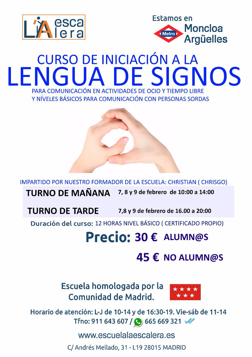 escuelaescalera's tweet photo. nuevo curso #lse #lenguasignos https://t.co/OoqKJC9aAT