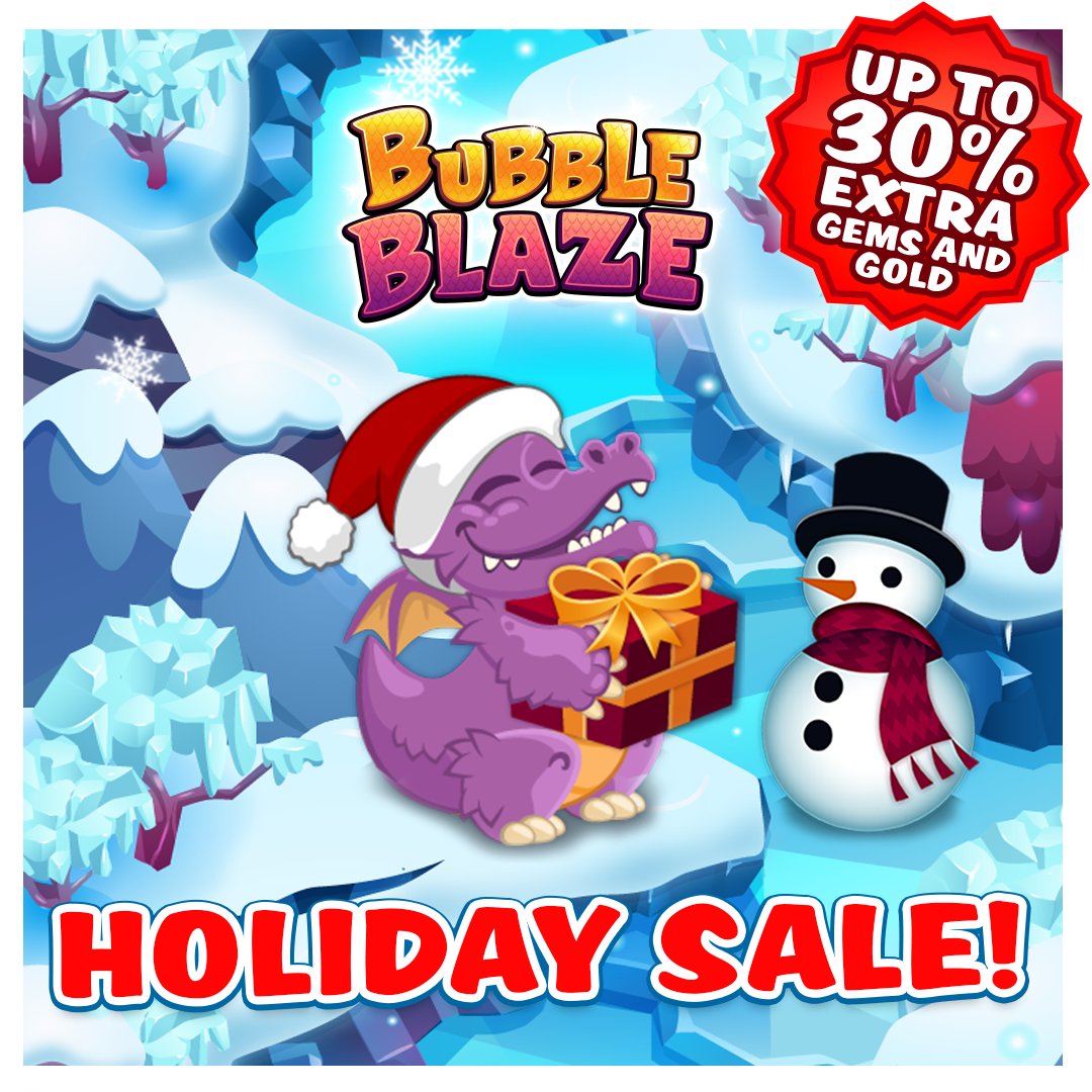 BubbleBlazeGame's tweet photo. Celebrate the festive season with a bundle of bonus goodies in Bubble Blaze! Players will receive EXTRA Gems and Gold on selected purchases! https://t.co/5PgerEPy0x
