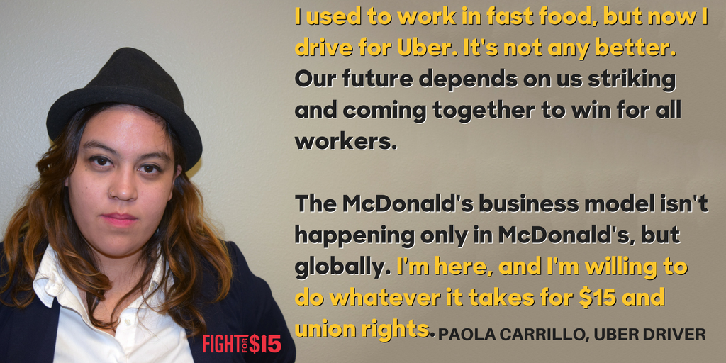 chifightfor15's tweet image. Regardless of it you work for Uber or McDonald's, you deserve dignity and respect on the job #FightFor15