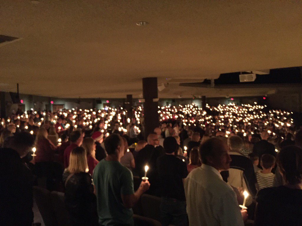 Great view of candle lighting at Mesa Christmas Service tonight. #centralaz #christmasservices